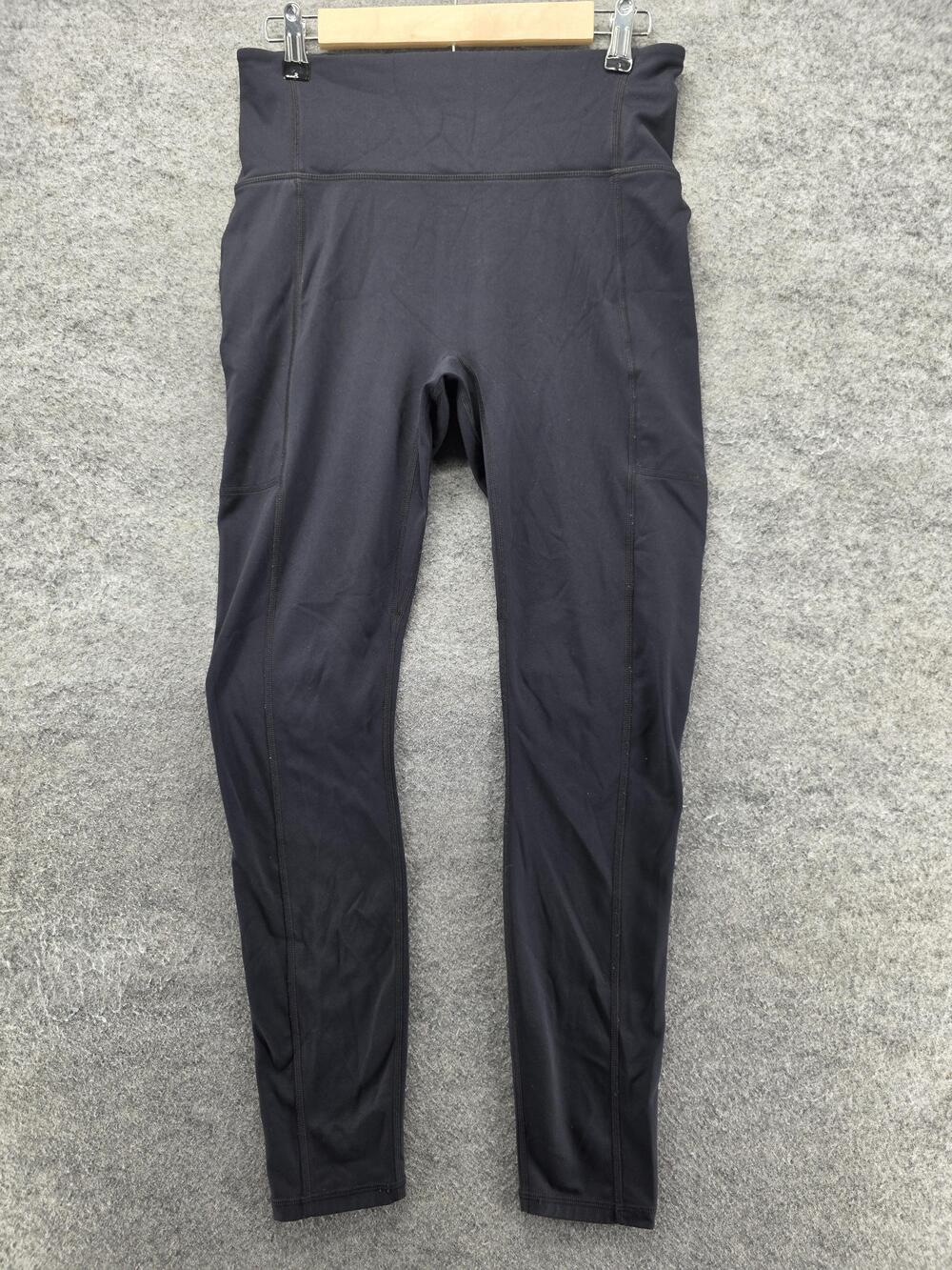 Fabletics Leggings Womens L Black Ankle High Rise Pockets Elastic Waist